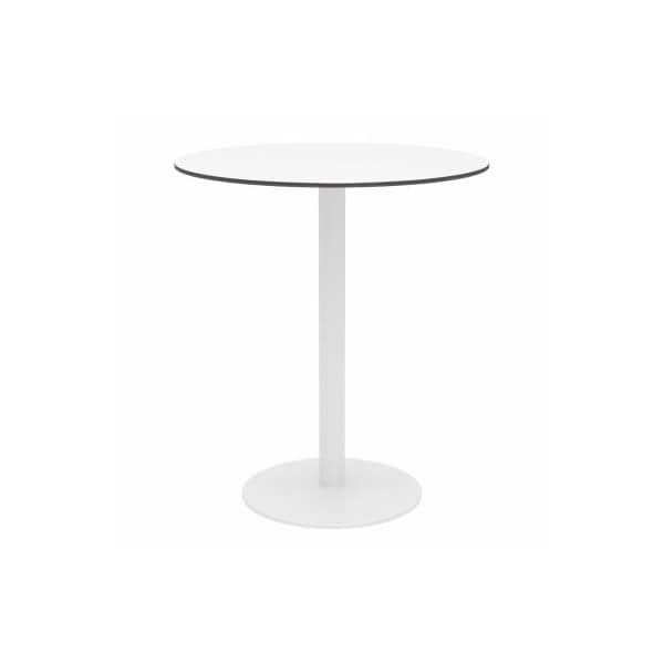 Kfi KFI 36" Round Outdoor Bar Table - Designer White Phenolic Top - White Aluminum Frame - Ivy Series OLTP36RD-B2200WH-D354-41 - main